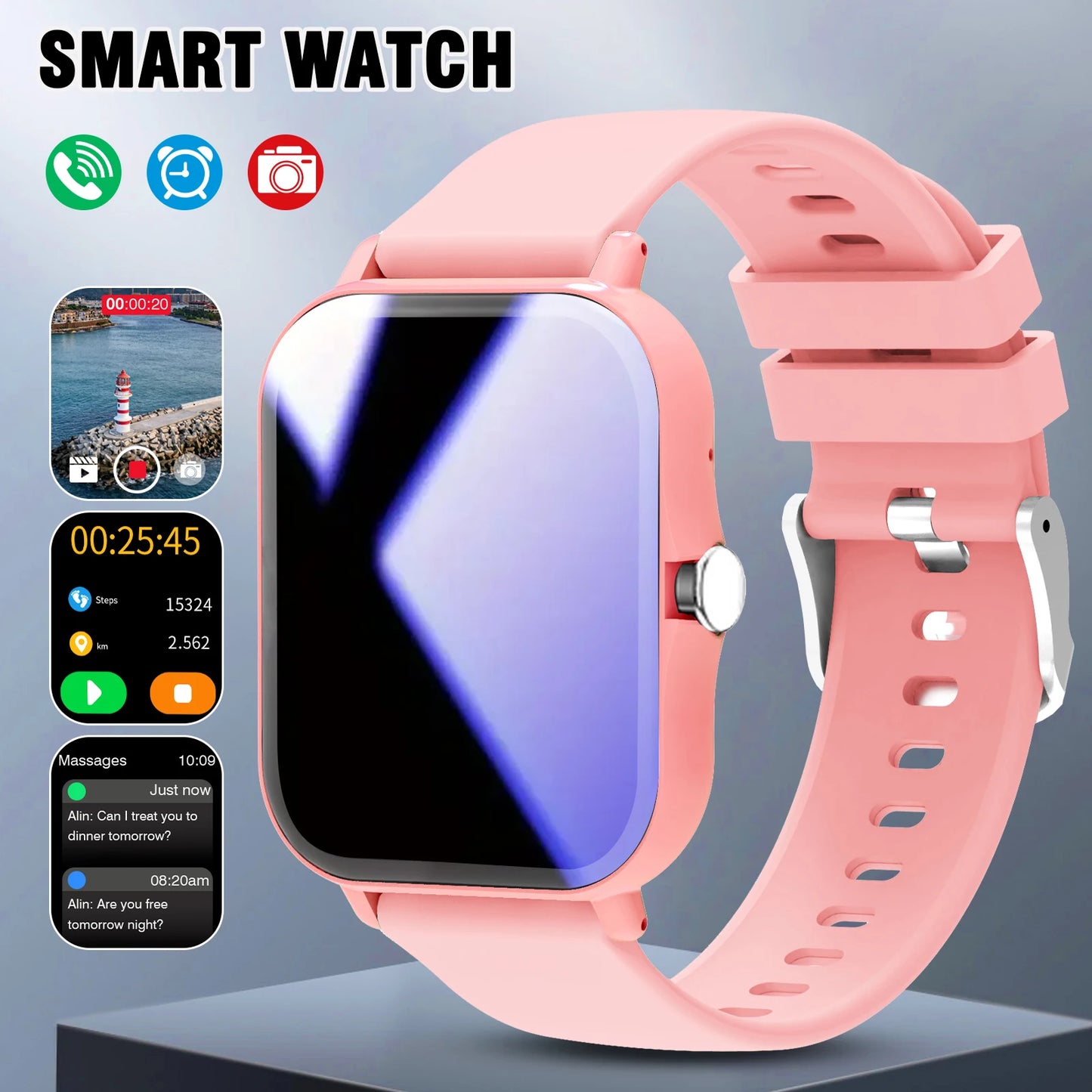 Smart Watch, Wireless Call/Dial, Multi-Sport Mode, Multiple APP Reminders, Suitable for Men and Women, Compatible with IPhone/An