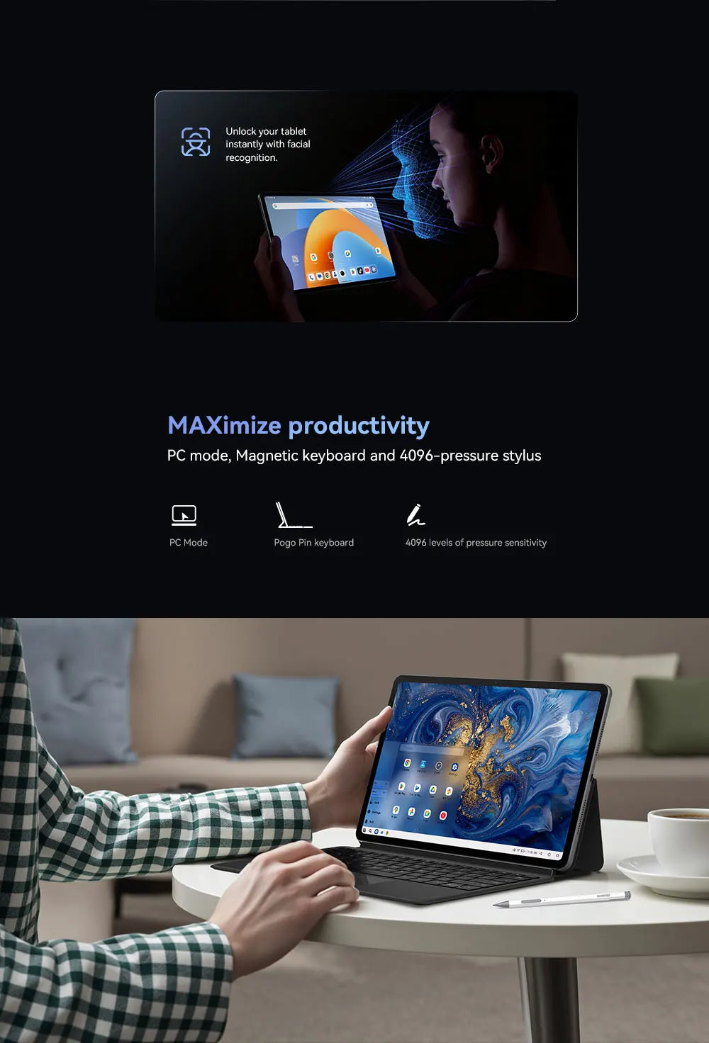 ALLDOCUBE iPlay 70 Max Pro Tablet  13'' 2.5K Dsiplay Unisoc T7300 16GB RAM 128GB ROM Android 16 10000mAh 4G LTE Tablet