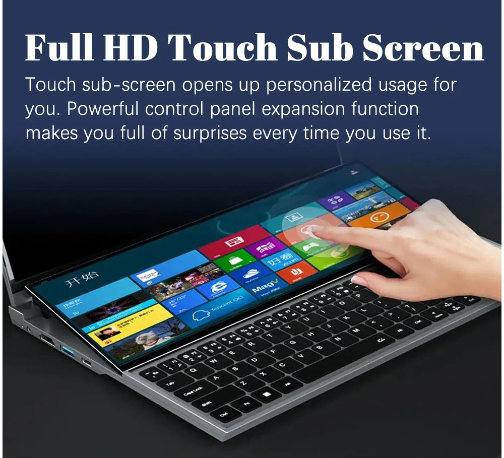 CRELANDER X16 Double Screen Laptops 16 Inch + 14 Inch Touch Screen intel core  i7-9750 Windows 11 Portable PC Notebook Computer