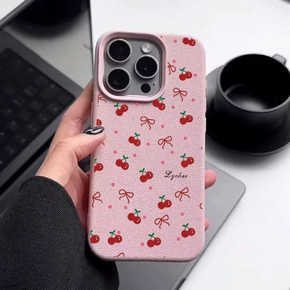 Pink Black Bowknot Lichee Pattern Phone Case For OPPO Reno 14 Pro 13F 12F 11F 13 12 11 10 Pro 8T 7 7Z 6 5 4 5G A31 A53 A57 cover