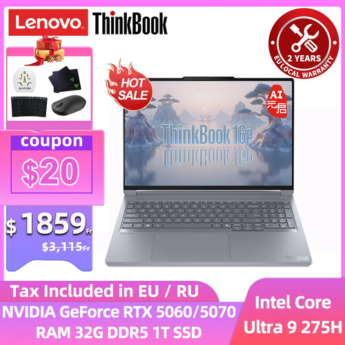 ThinkBook 16p 2025 Laptop Intel Core Ultra 9 275HX GeForce RTX 5060/5070 32GB (16+16)DDR5 1TB SSD 16