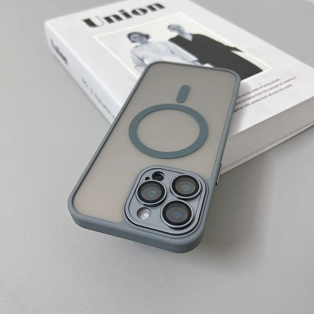 Magnetic Luxury Translucent Armor Shockproof Case For iPhone 16 15 14 13 12 11 Pro Max For Magsafe Wireless Charge Phone Cover