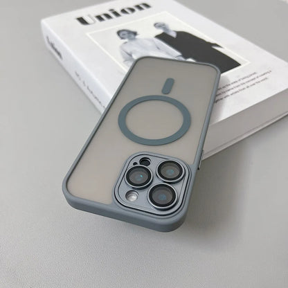 Magnetic Luxury Translucent Armor Shockproof Case For iPhone 16 15 14 13 12 11 Pro Max For Magsafe Wireless Charge Phone Cover
