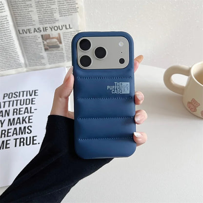 Stylish Down Jacket Phone Case Solid Color The Puffer Case for iPhone17 Air 17Pro ProMax Fashion Soft Phone Cover Case