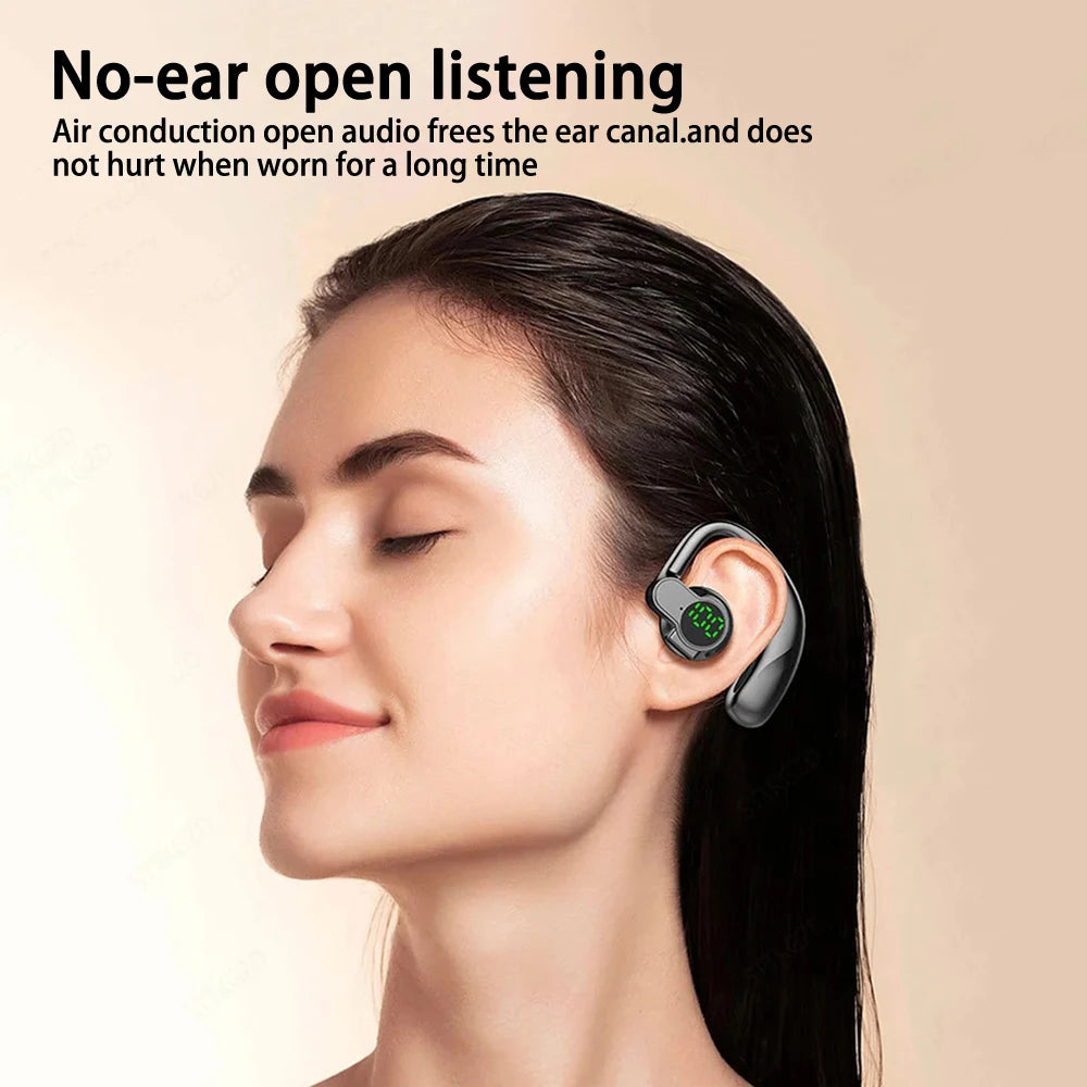 Wireless Headphones Bluetooth 5.4 Ear Hook Earphones with Microphone Handsfree HD Call Noise Cancelling Headset for Driving