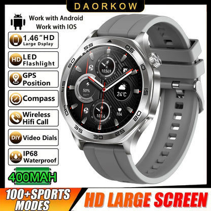2026 new smartwatch with 1.46-inch IPS display, Ipx8 water resistance rating. 400 mAh battery featuring over 100 activity modes,