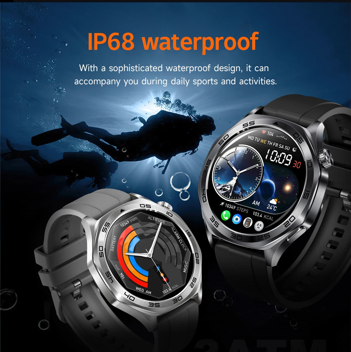 2026 new smartwatch with 1.46-inch IPS display, Ipx8 water resistance rating. 400 mAh battery featuring over 100 activity modes,