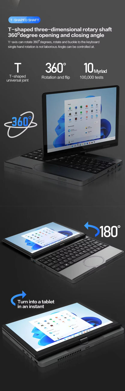 12th Gen Intel Alder Lake N150 Mini Gaming Laptop 10.5inch Touch Screen 16G/32G 512GB 1TB Windows 11 Notebook Tablet PC 2 in 1