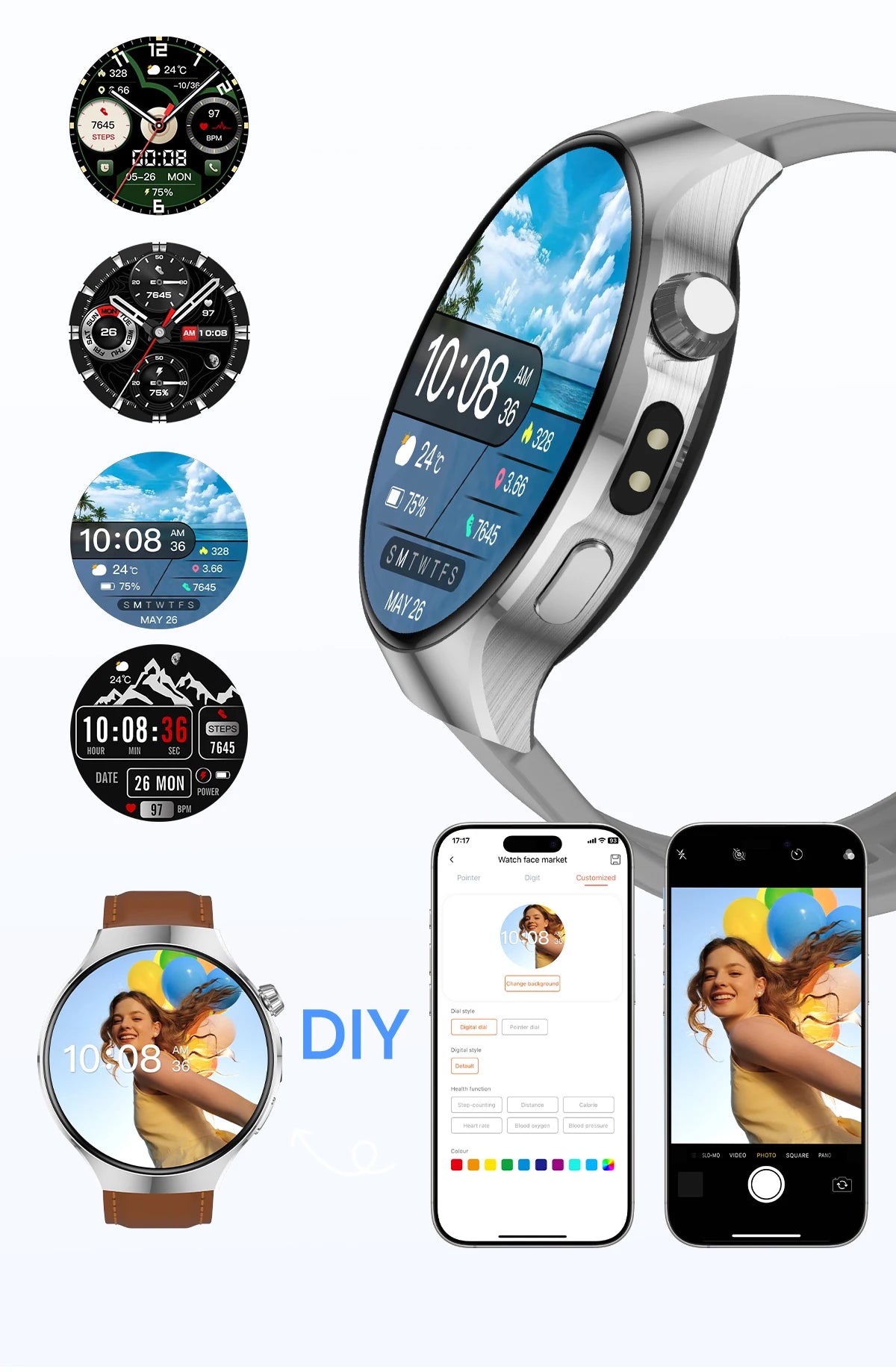 New smartwatch 2026-1.7-inch HD screen, 1000 mah battery, information alert function, multiple sports modes