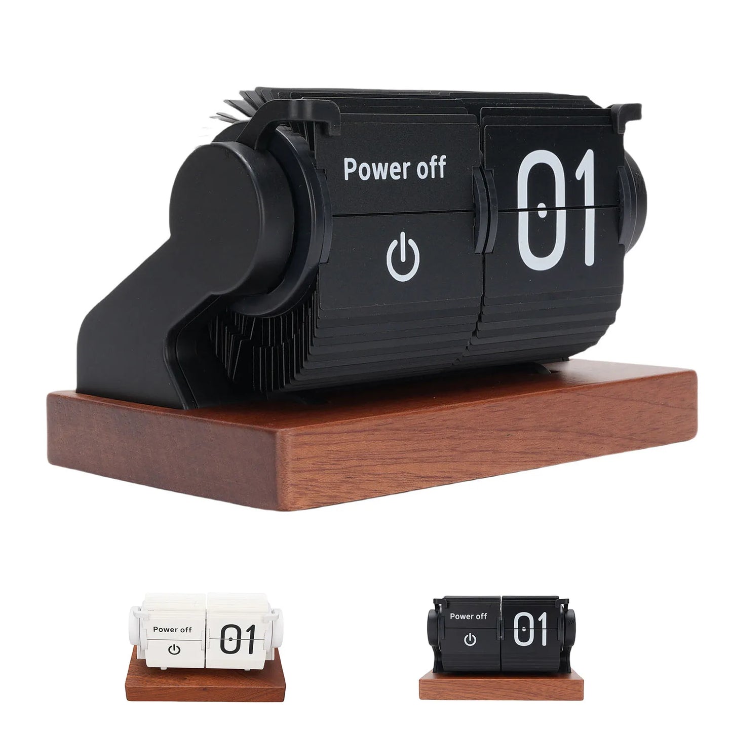 Mechanical  Clock Accurate Timer  Desk Clock Decorative Automatic Page Turning Calendar with Wood Base for Living Room