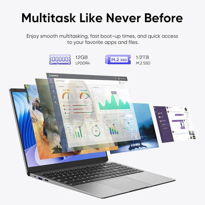 2026 14.1" Laptop Computer Intel Atom A3950 Windows 11 Pro Laptops Gaming 1920*1080 HD DDR4 16GB SSD 1TB Portable Notebook PC