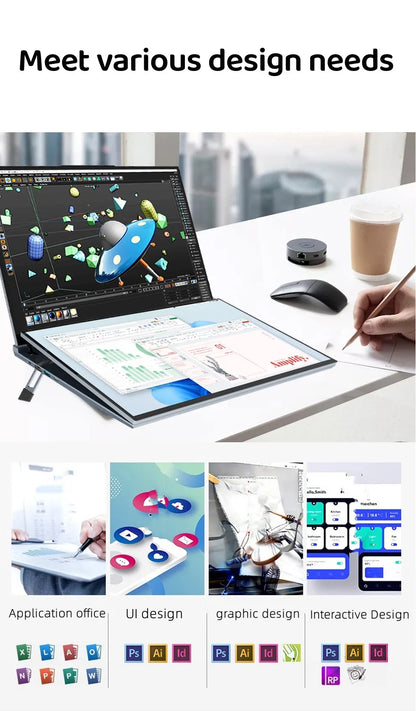 GLF-S1 laptop 16+16 inch Big Dual Screen Intel i5-12450H laptop computers camera Windows 11 DDR4 M.2 2280 2TB WIFI dual notebook