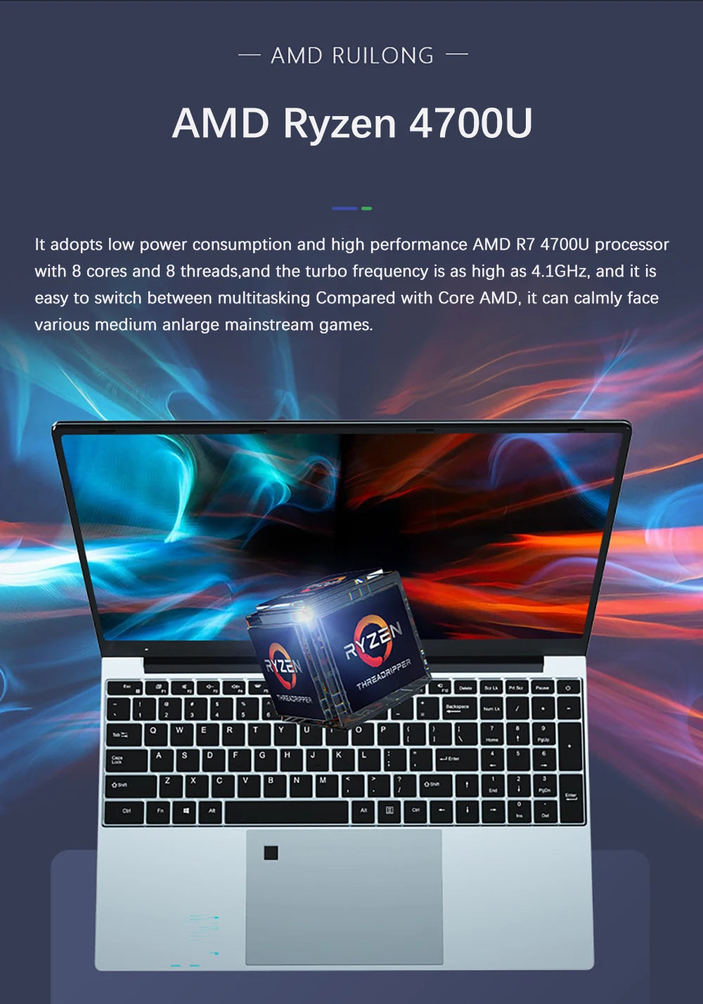 NEW Thin and light Laptop 15.6 inch AMD R7 4700U Backlit Keyboard Windows 11 32GB DDR4 2TB Fingerprint Gaming Laptop Computer