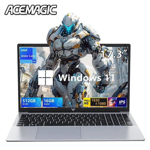 ACEMAGIC 17.3inch Laptop with High Performance Quad Core-12th Alder Lake N95 Laptop Computer Spacious Storage 16GB RAM 512GB