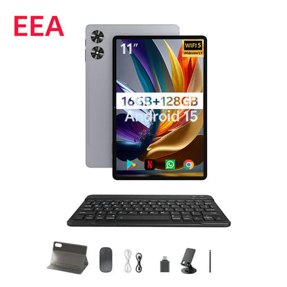 SVITOO Tablet Android 15 2025 11 Inch Unisoc T606 16GB RAM 128GB ROM 8000mAh Battery WiFi 5 BT 5.0 GPS With Case Keyboard Mouse