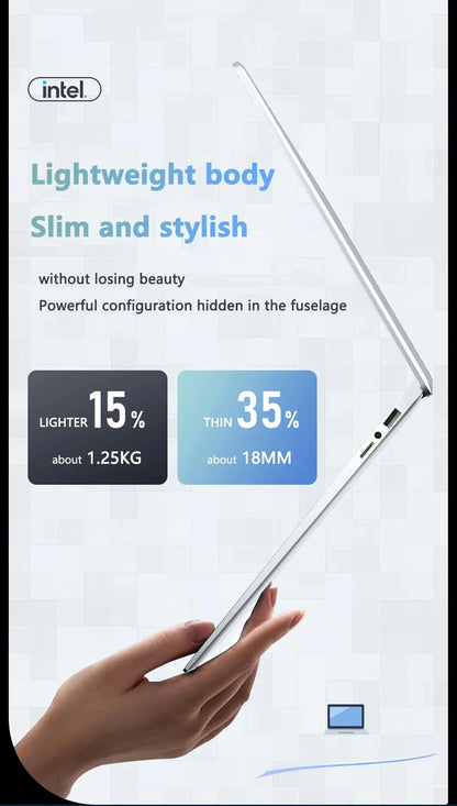 14.1inch Intel Atom A3950 Laptop Computer Windows 11 Pro 2025 Notebook PC 12GB RAM 512GB 1TB SSD 1920*1080 Office Computer PC