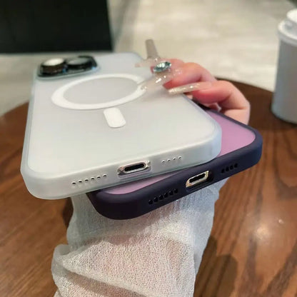 Magnetic Luxury Translucent Armor Shockproof Case For iPhone 16 15 14 13 12 11 Pro Max For Magsafe Wireless Charge Phone Cover
