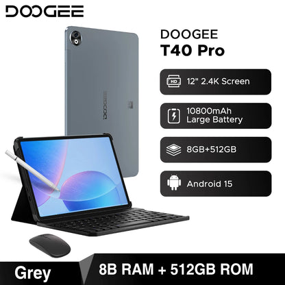 World Premiere DOOGEE T40 Pro Tablet 12" IPS 2.4K 20GB(8+12) 512GB Android 14 Helio G99 6nm 10800mAh 18W Charge 7.6mm ultra-thin