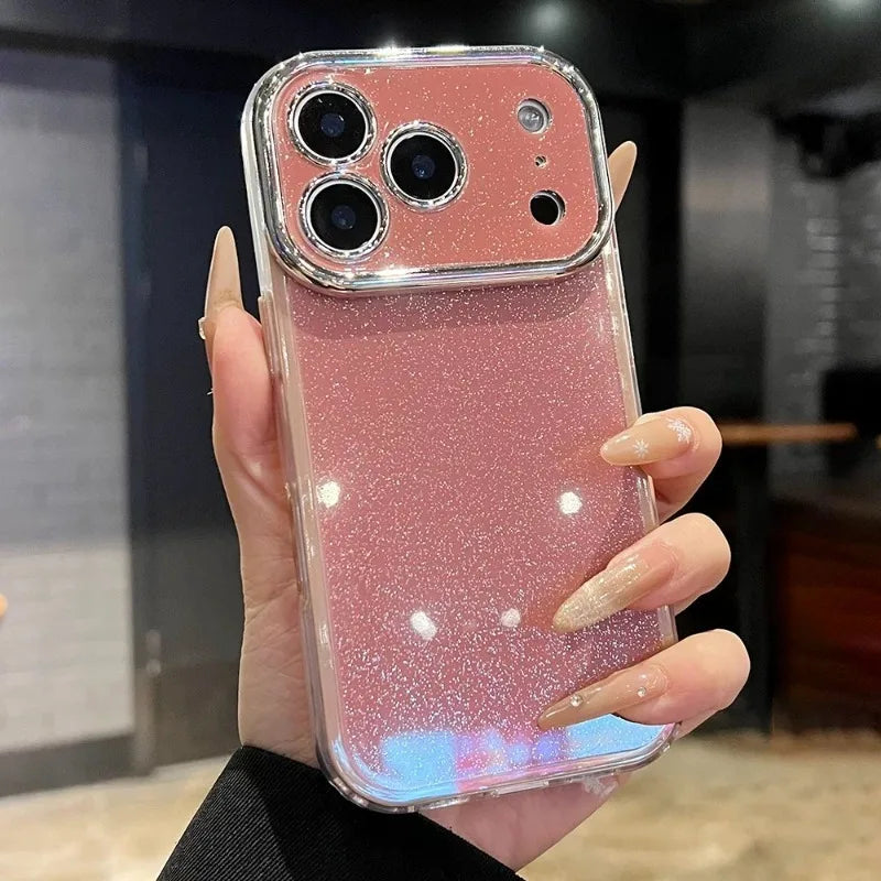 Luxury Shiny Glitter 2 in 1 Case for iPhone 17 Air 16 15 14 13 12 11 Pro Max Plus Shockproof Candy Soft Bright Protective Funda