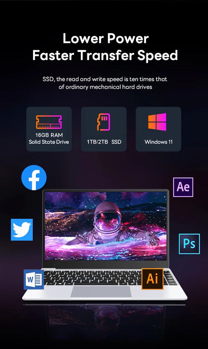 14.1" Windows 11 Laptop Intel Core i9 10980HK 4K HD Screen 16GB RAM 1TB 2TB SSD Gaming laptops PC Office Portable Computer Game