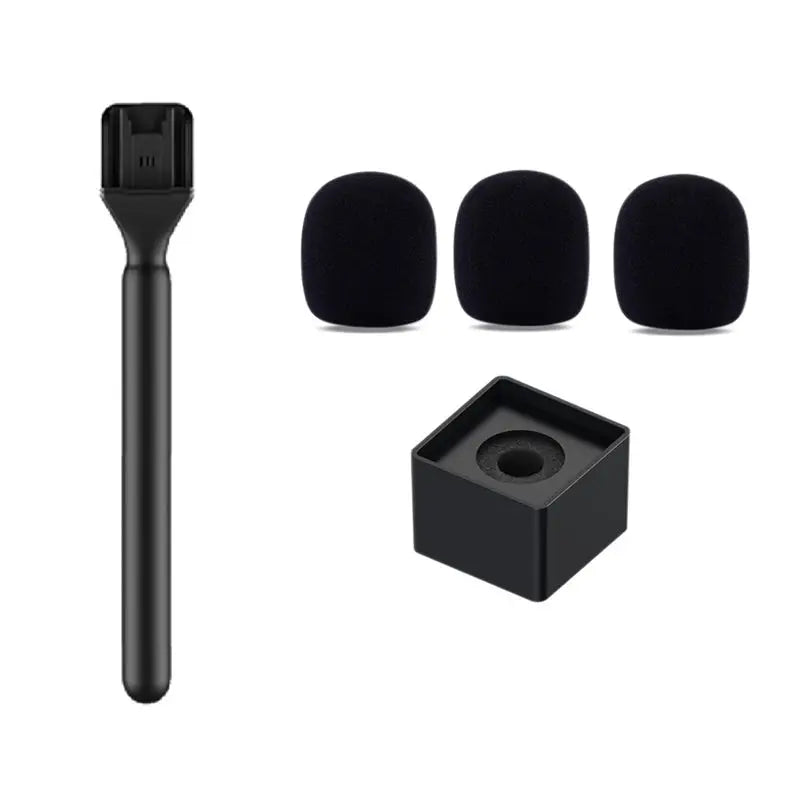 AED6-Mic Handle Microphone Handheld Stand With Mic Flag And Foam For Rode Wireless Go/Goii/For DJI Mic/Relacart/Wireless Mic