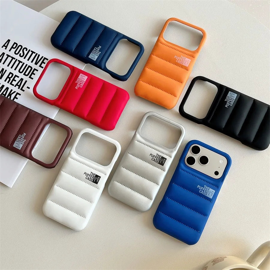 Stylish Down Jacket Phone Case Solid Color The Puffer Case for iPhone17 Air 17Pro ProMax Fashion Soft Phone Cover Case