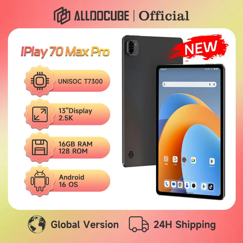 ALLDOCUBE iPlay 70 Max Pro Tablet  13'' 2.5K Dsiplay Unisoc T7300 16GB RAM 128GB ROM Android 16 10000mAh 4G LTE Tablet