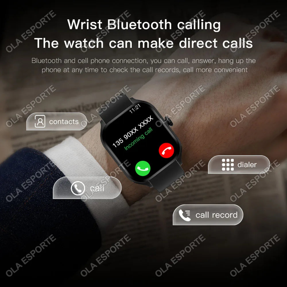 Smart Watch For Android IOS Watches 2.01inch HD Display Bluetooth Call Message Alert Music Sports Mode Smartwatch Men Women Gift