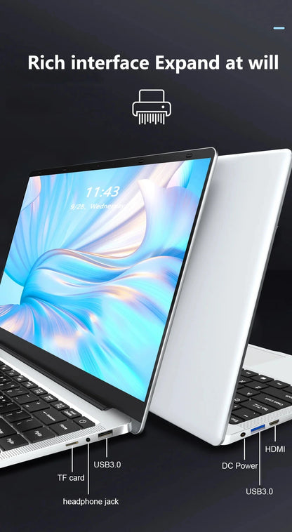 14.1inch Intel Atom A3950 Laptop Computer Windows 11 Pro 2025 Notebook PC 12GB RAM 512GB 1TB SSD 1920*1080 Office Computer PC