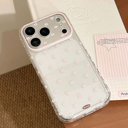 Minimalist Gentle Pink Flowers Transparent Shockproof Protective Phone Cover Case for iPhone 17 16 15 14 13 12 Pro Max