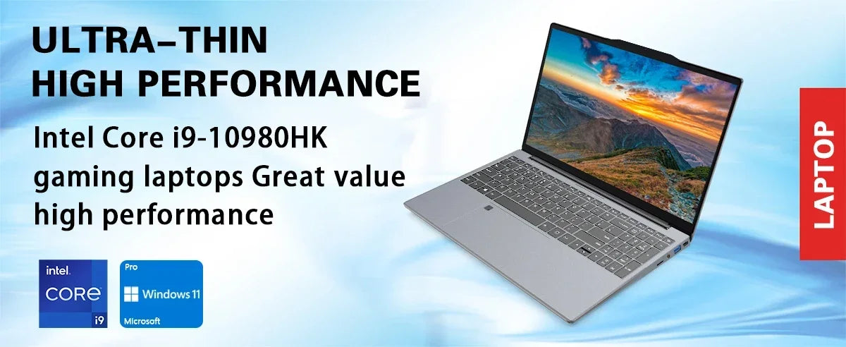 LENO15.6 Inch FHD Ultra Thin Laptop Intel i9-10980HK 16GB RAM 1TB/2TB SSD Fingerprint Unlock Windows 11 Gaming Business Notebook