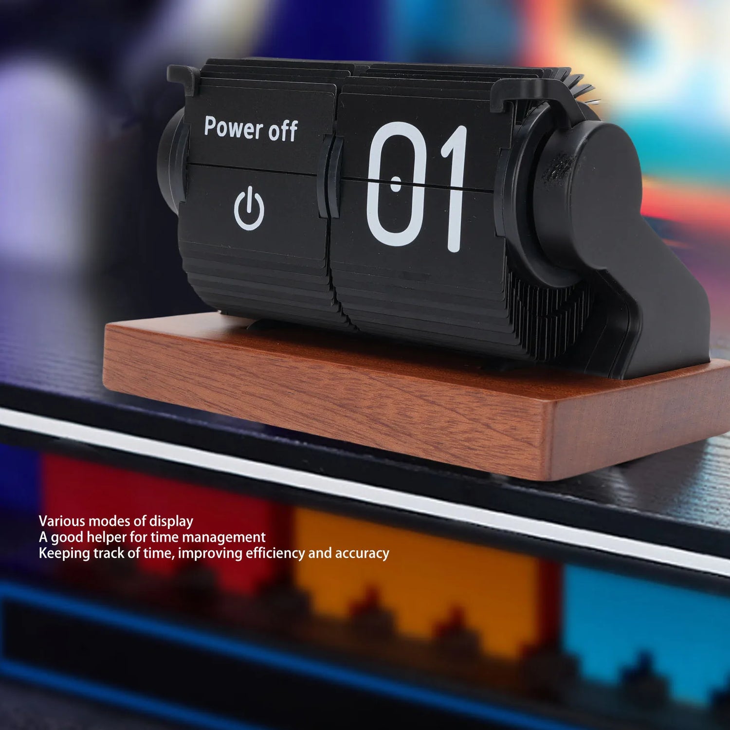 Mechanical  Clock Accurate Timer  Desk Clock Decorative Automatic Page Turning Calendar with Wood Base for Living Room