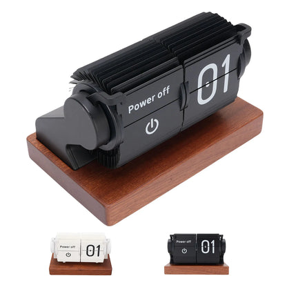 Mechanical  Clock Accurate Timer  Desk Clock Decorative Automatic Page Turning Calendar with Wood Base for Living Room