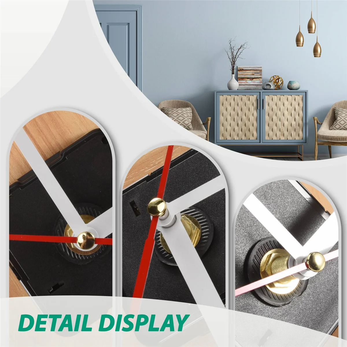 Clock Movement Mechanism with White Hour Minute Red Second Hand DIY Tools Kit