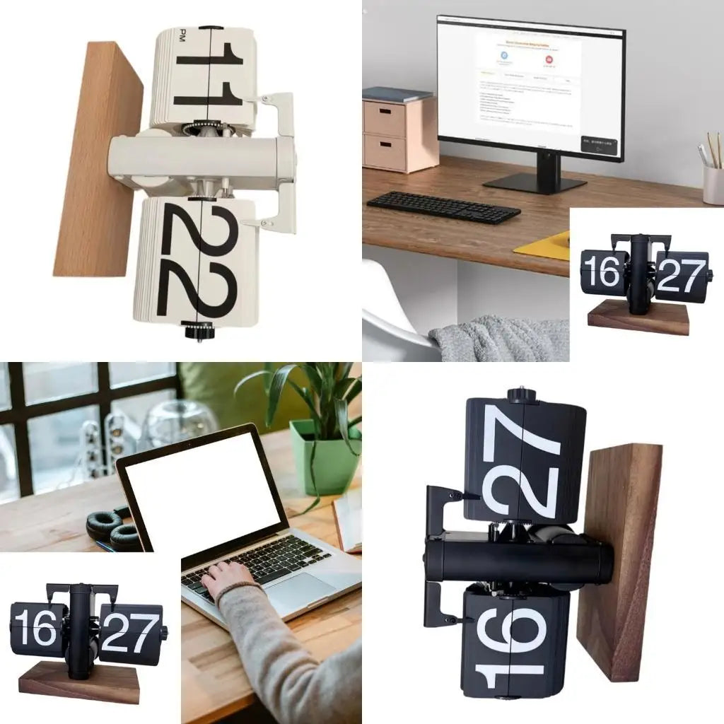 02DE Modern Clock with Quiet Mechanism Smooth Wooden Surfaces 12 Hour Format Easy Adjustment Knob for Home Office Decor