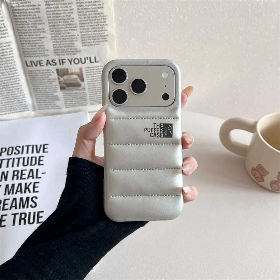 Stylish Down Jacket Phone Case Solid Color The Puffer Case for iPhone17 Air 17Pro ProMax Fashion Soft Phone Cover Case