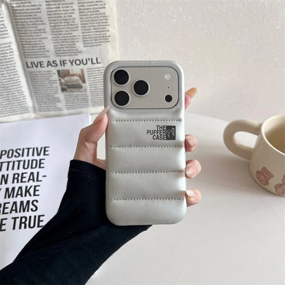 Stylish Down Jacket Phone Case Solid Color The Puffer Case for iPhone17 Air 17Pro ProMax Fashion Soft Phone Cover Case