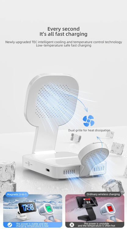 3in1 Magnetic Wireless Charger QI2 Magsafe Folding Wireless Charging Station for iphone 16 pro iWatch AirPods Wireless Charger