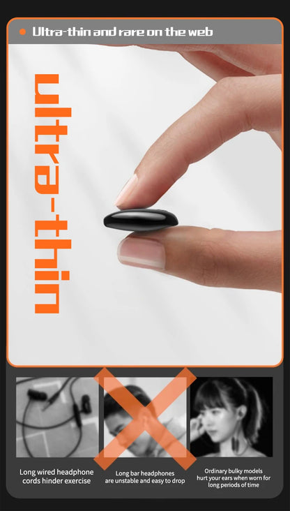 Waterproof Wireless Bluetooth 5.3 Headsets Mini headset Painless Call Noise Cancelling Thin Headphones Fit for Sleeping/Sports