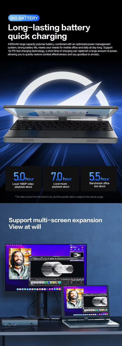 12th Gen Intel Alder Lake N150 Mini Gaming Laptop 10.5inch Touch Screen 16G/32G 512GB 1TB Windows 11 Notebook Tablet PC 2 in 1