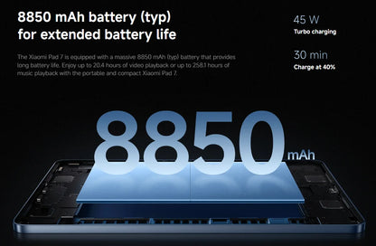 Global Version Xiaomi Pad 7 11.2 'Xiaomi HyperAI 144Hz 3.2K Display Snapdragon 7 + Gen 3 Octa core Processor 45W 8850mAh Battery