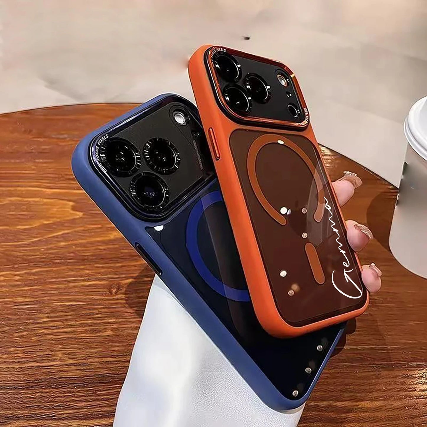 Personalized Name Phone case Compatible With Iphone17Pro Max 17Air 17Pro 17,Semi Transparent Protective Metal Lens Frame case