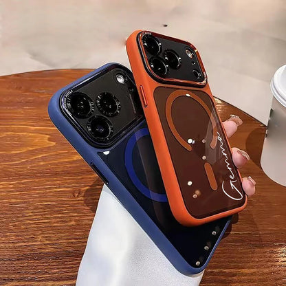 Personalized Name Phone case Compatible With Iphone17Pro Max 17Air 17Pro 17,Semi Transparent Protective Metal Lens Frame case