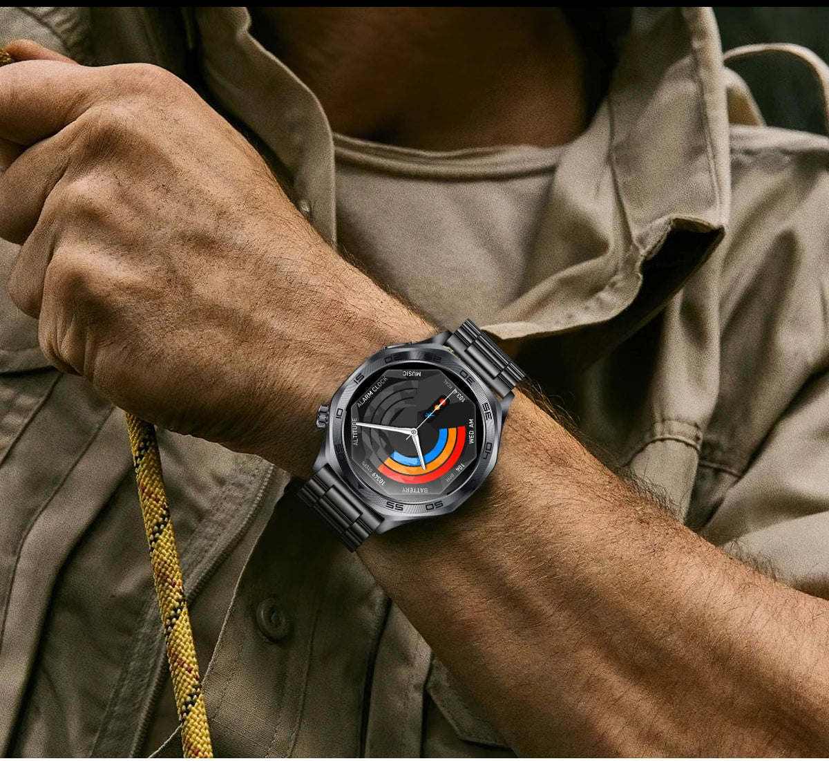 2026 new smartwatch with 1.46-inch IPS display, Ipx8 water resistance rating. 400 mAh battery featuring over 100 activity modes,
