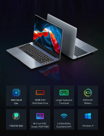 14.1" Windows 11 Laptop Intel Core i9 10980HK 4K HD Screen 16GB RAM 1TB 2TB SSD Gaming laptops PC Office Portable Computer Game