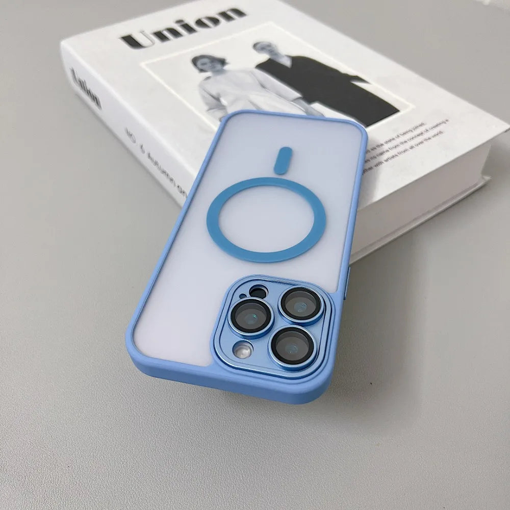 Magnetic Luxury Translucent Armor Shockproof Case For iPhone 16 15 14 13 12 11 Pro Max For Magsafe Wireless Charge Phone Cover