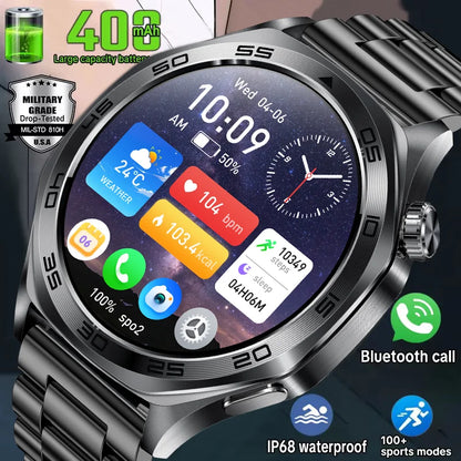 2026 new smartwatch with 1.46-inch IPS display, Ipx8 water resistance rating. 400 mAh battery featuring over 100 activity modes,