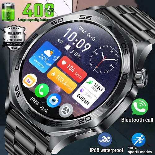 2026 new smartwatch with 1.46-inch IPS display, Ipx8 water resistance rating. 400 mAh battery featuring over 100 activity modes,