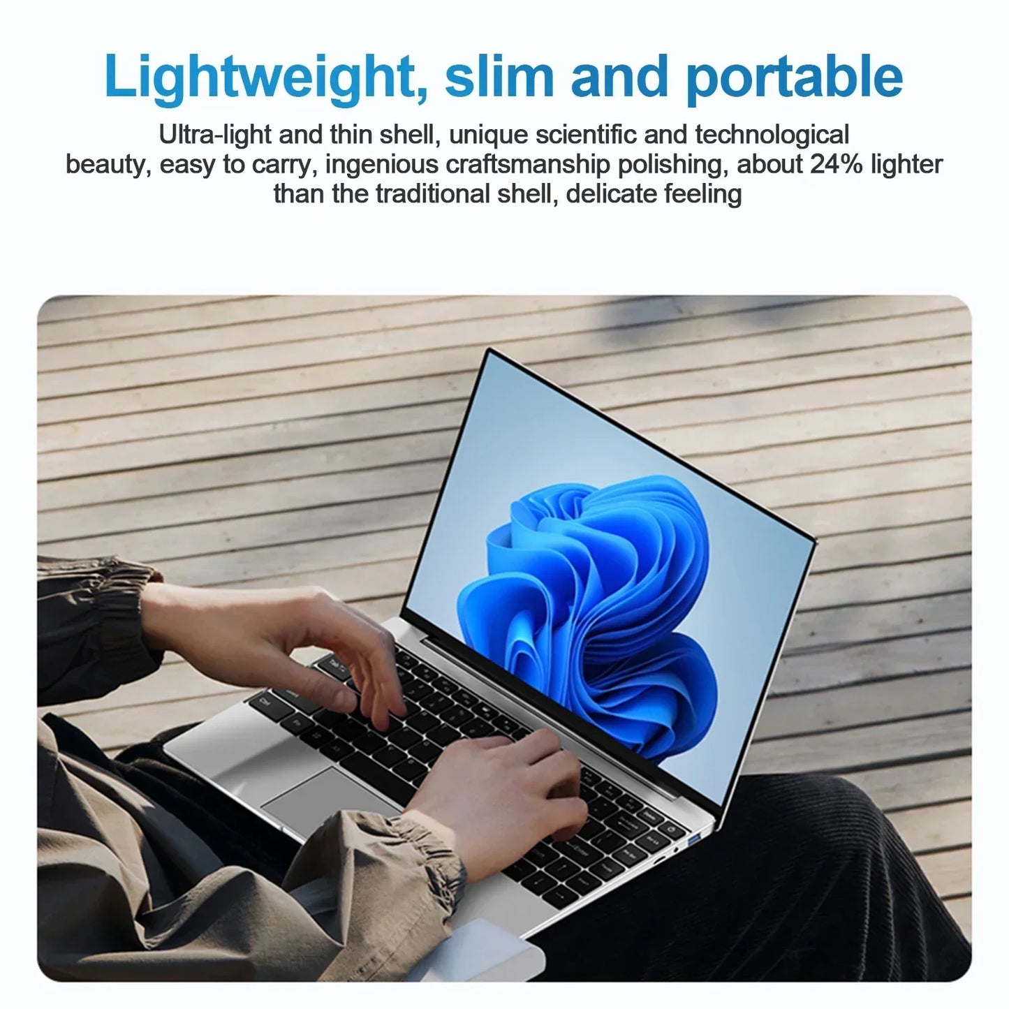 14.1" Laptop Computer Windows 11 Pro Intel Atom A3950 Notebook PC 12GB RAM 512GB 1TB M.2 SSD 1920*1080P Office Study Computer