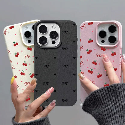 Pink Black Bowknot Lichee Pattern Phone Case For OPPO Reno 14 Pro 13F 12F 11F 13 12 11 10 Pro 8T 7 7Z 6 5 4 5G A31 A53 A57 cover